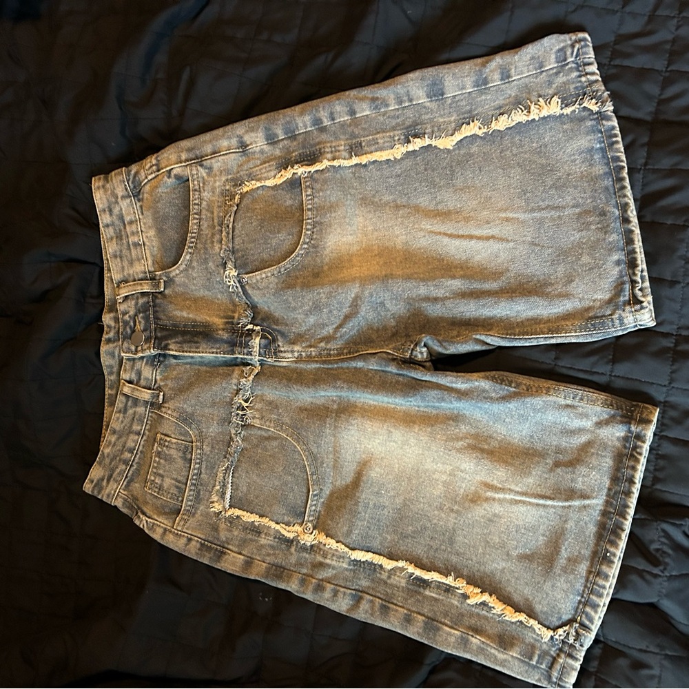 Distressed Denim Shorts